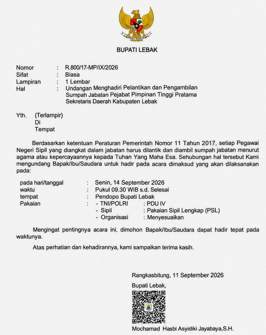 Besok Dilantik, Halson Nainggolan Tinggalkan Status Pj Sekda Lebak